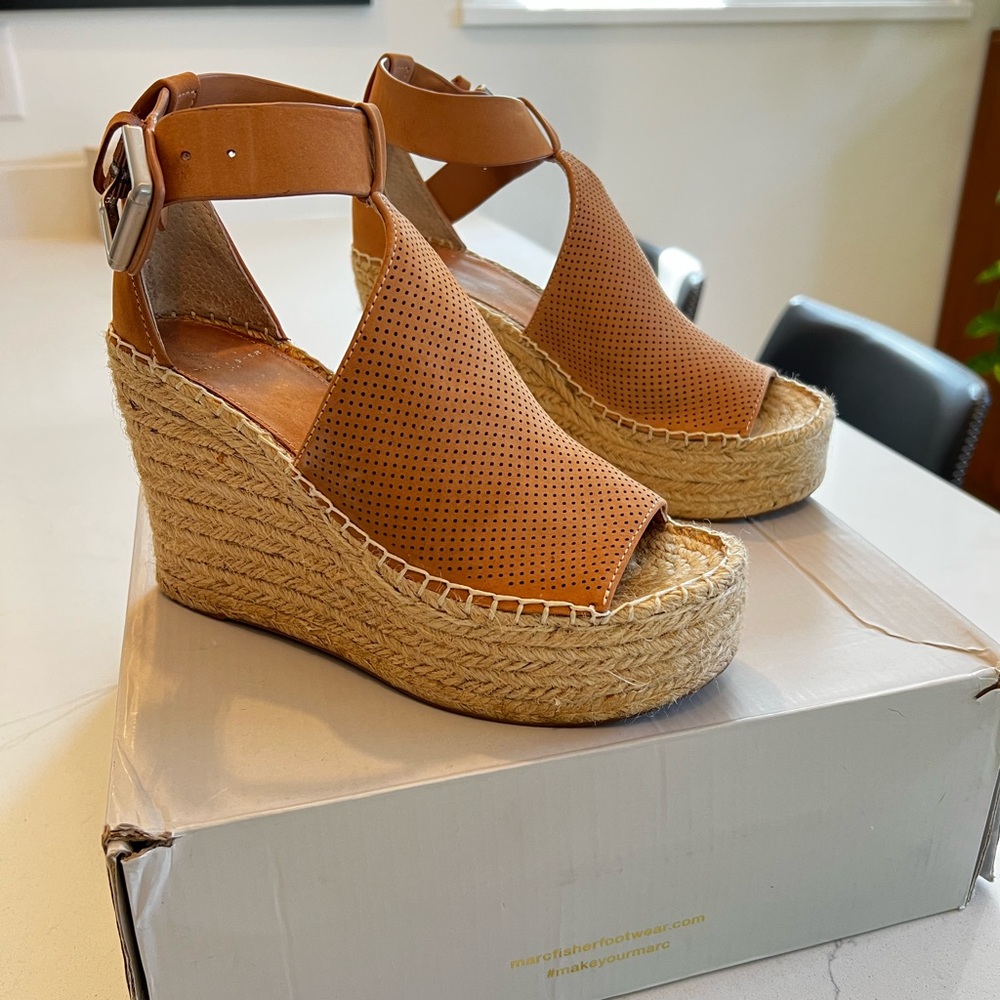 Marc Fisher Annie Perforated Espadrille Platform Wedge